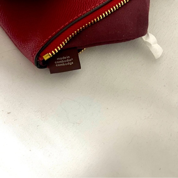 Coach Bags Coach Corner Zip Wristlet Pebble Leather 6x4 Brick Red C7943 - Picture 5 of 10